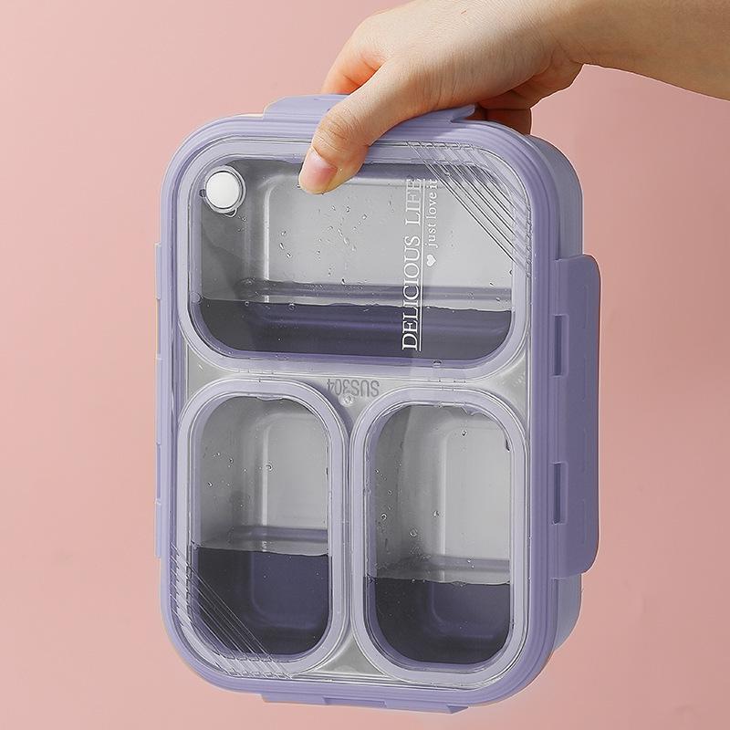 304 Stainless Steel Insulated Bento Lunch Box with Lid - Portable Meal Box for One Person, Ideal for Students and Office Workers