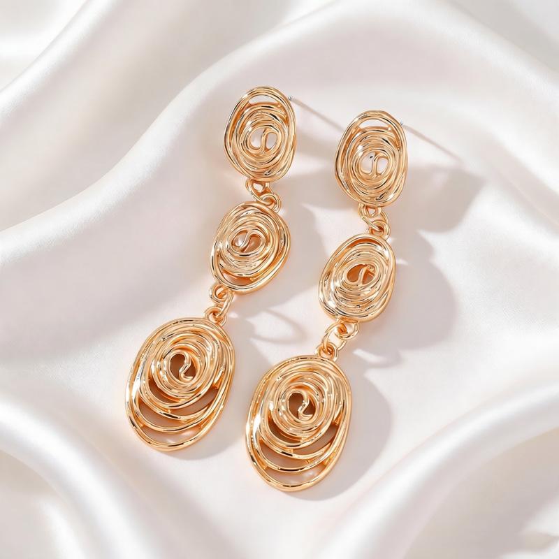 European and American style high-end spiral earrings, simple and old creative metal stud earrings, earrings, women's light luxury stud earrings