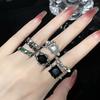 Niche Design Irregular French Pleated Texture Dark Wind Moonstone Ring Female Gemstone Opening Personality