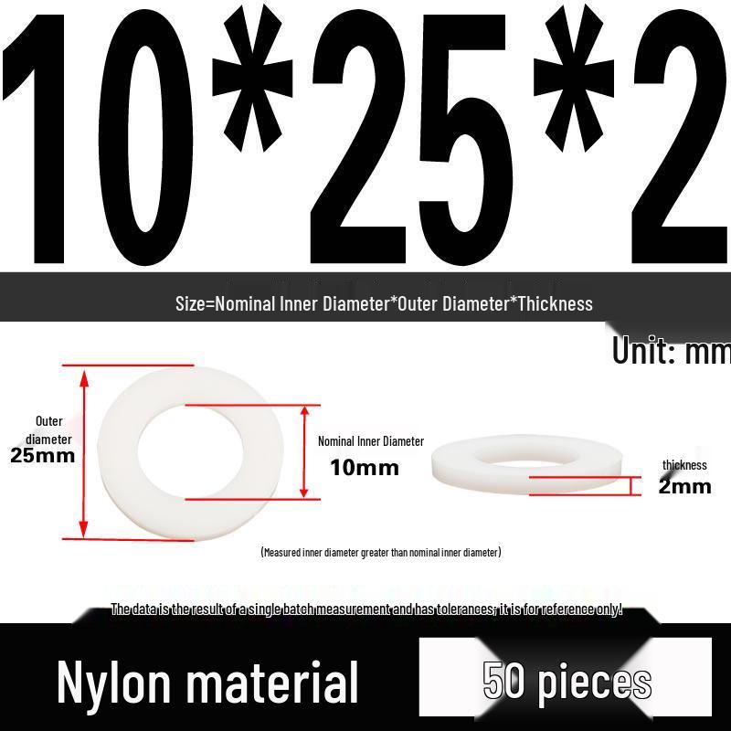 White Wear-Resistant Nylon Flat Washer Round Plastic Insulating Gasket M4-M20