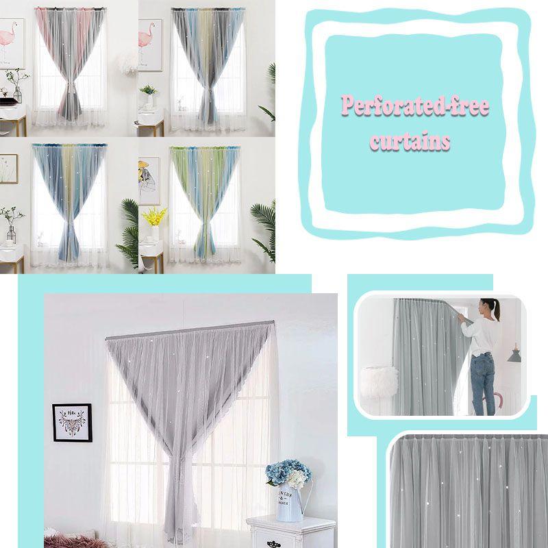 Stylish Gauze Self-adhesive Curtains For Non-perforated Window Coverings