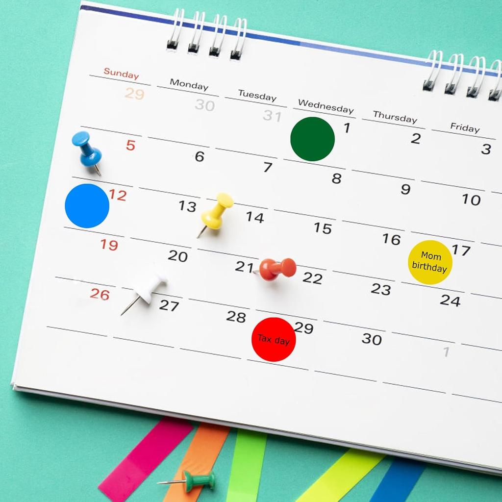 HUKONHEP 2800 PCS Dot Stickers, 3/4 Inch Round Colored Dot Stickers Labels - 4 Assorted Colors, for Office, School, Moving, Home(Red, Blue, Yellow,