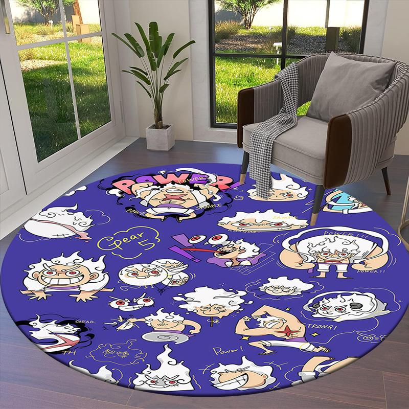 One Piece Gear Round Area Rug Carpet Rug For Living Room Bedroom Sofa Playroom Decor Nonslip Floor Mat