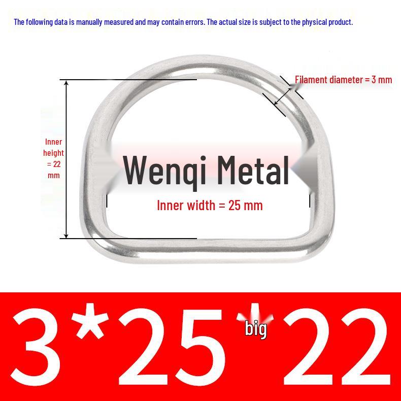 304 Stainless Steel Semi-circular D-Ring Bag Strap & Hat DIY Seamless Triangle Buckle.
