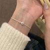 Heart-shaped Small Round Bead Snake Bone Chain Bracelet for Women, Minimalist Light Luxury Sweet Niche Design Jewelry