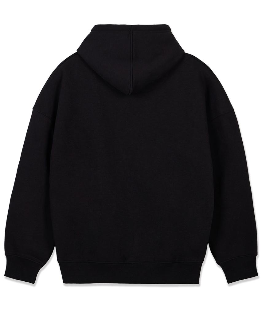 Arch Logo Oversized Wide Shoulder Hoodie_Black