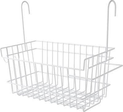Ernest Bathroom Hanging Basket, Regular Size, with Towel Hanger and Small Item Hooks, 39.5cm (W) X 19cm (D) X 33.5cm (H), White, Bathroom Storage Rack