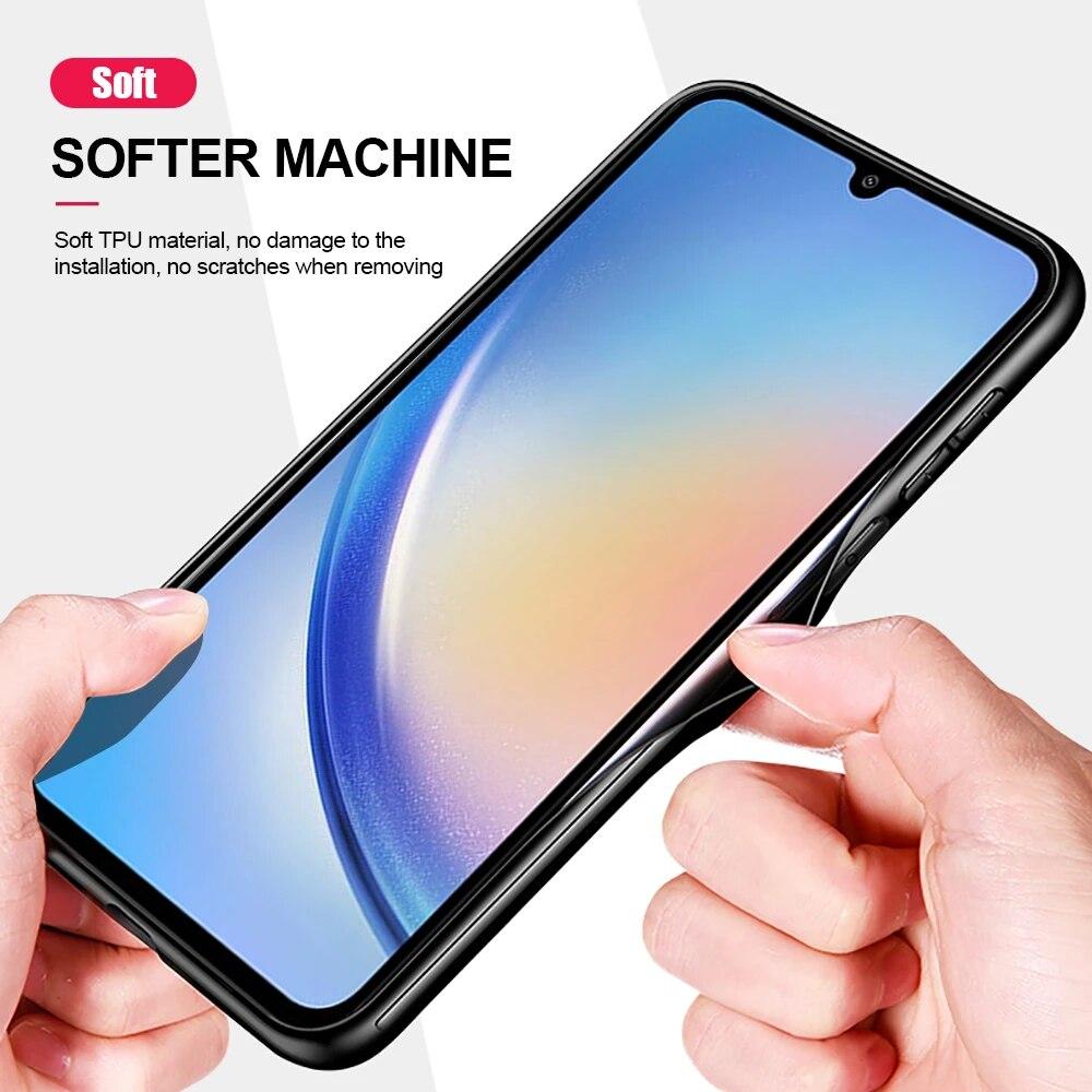 Magnetic Car Holder Silicone Cover for Samsung Galaxy S23 Ultra A34 A14 A34 A54 5G Soft Frame Protection Case