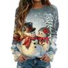 Women's Casual Neck Long Sleeve Raglan Christmas Print Pullover Sweatshirt