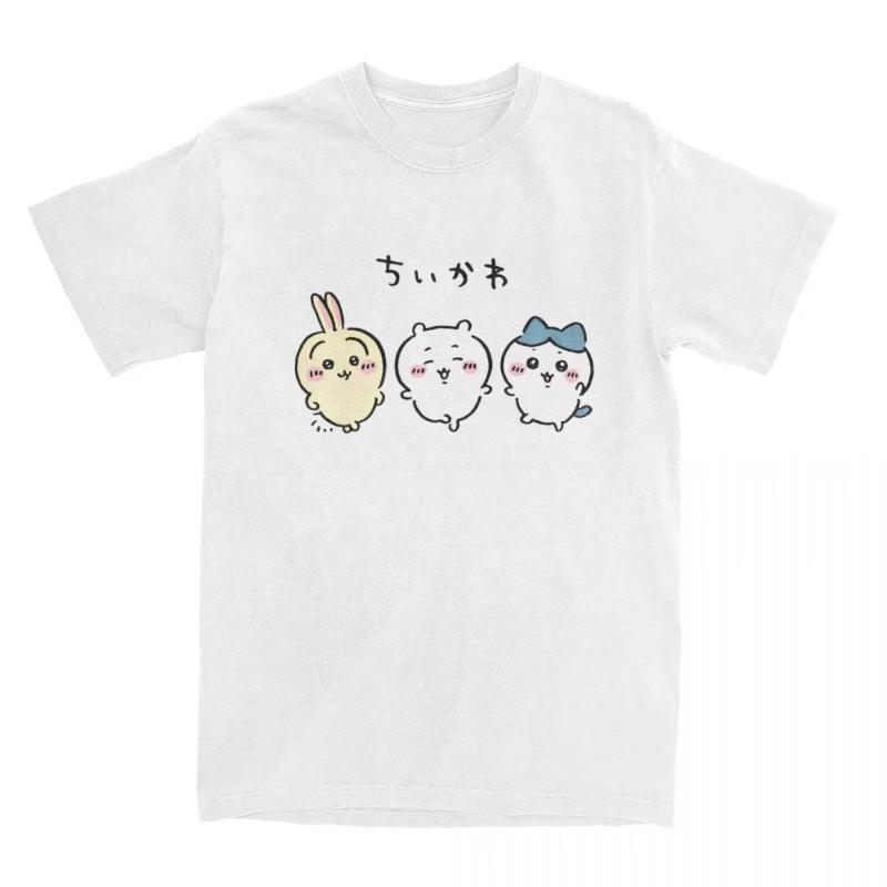 Chiikawa Cartoon TShirts Unisex Women Crewneck Cotton T Shirts Short Sleeve Tees Classic Clothes Breathable Soft