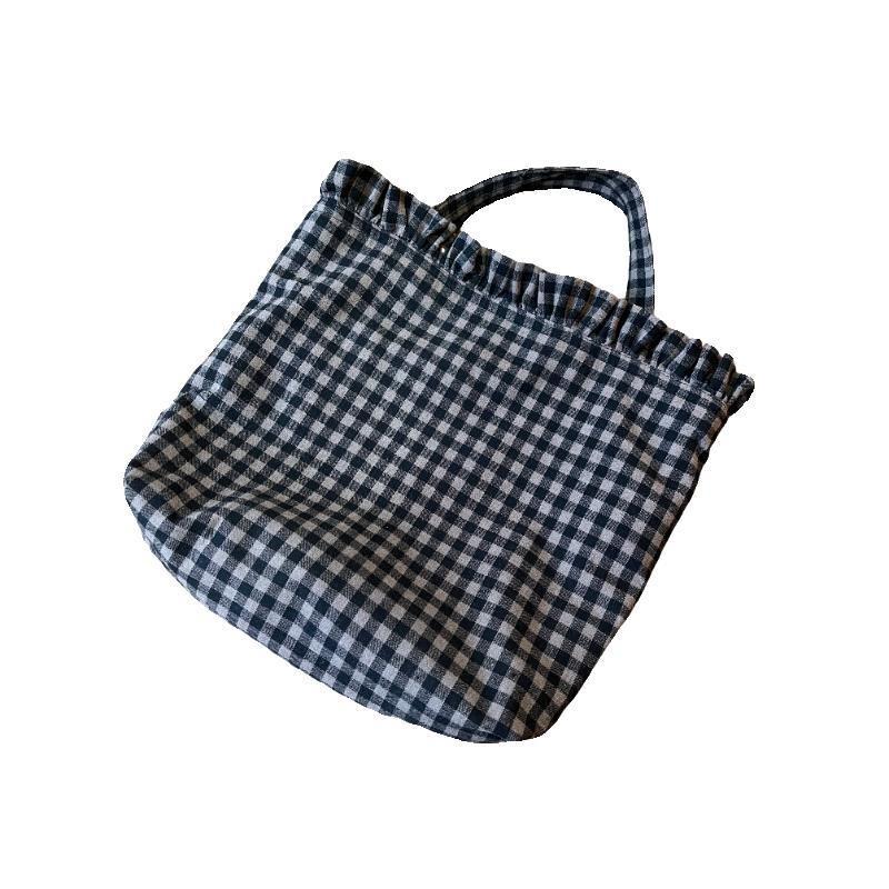 Borsa in Tela Donna Casual a Quadri Borsa Shopping Donna Grande Capacità Carina Tote Borse a Mano Tessuto Double-sided Ragazze Borse a Spalla Frenum