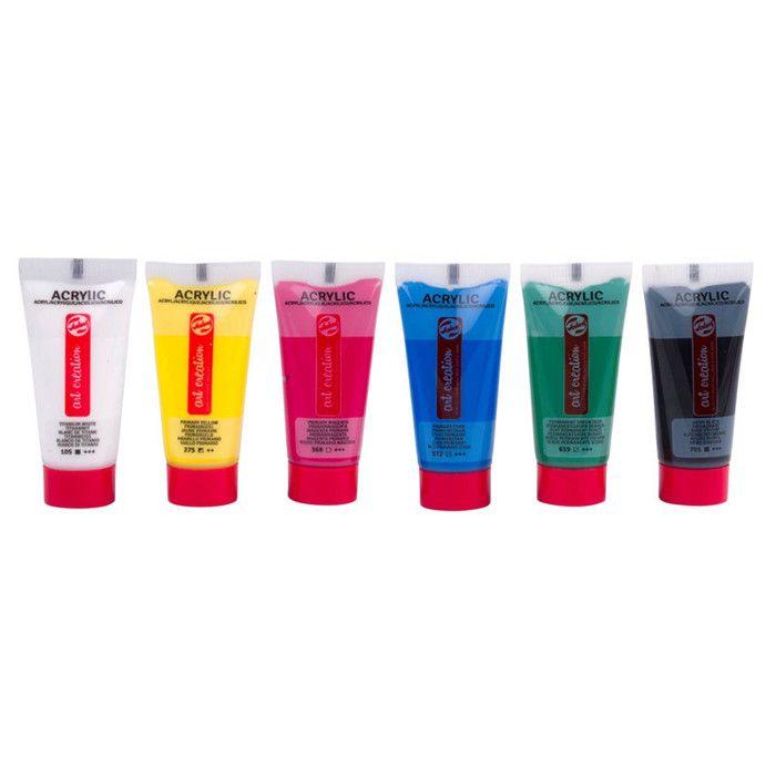 Peinture acrylique - Couleurs primaires - 6 tubes de 12ml - Talens Art Creation