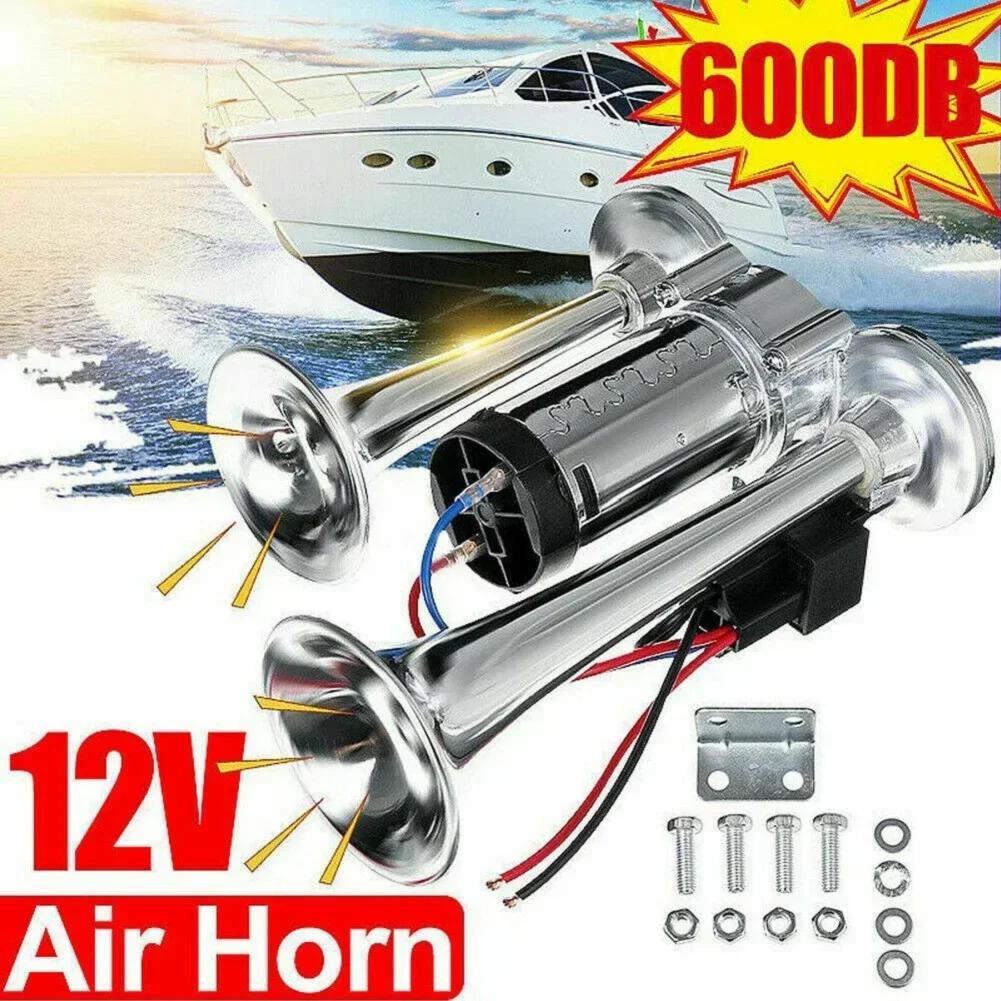12V Car Electric Horn 600dB With Air Compressor and Relay Super Loud Dual Trumpets For Motorcycle Boat Truck