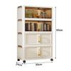 Plastic Storage Cabinet With Wheel Stackable Design Foldable Wardrobe Transparent Door Simple Assembly Large Capacity Storage
