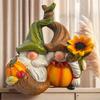Autumn Harvest Gnome Figurines with Sunflower and Pumpkin Accents Festive Thanksgiving Home Decor Statues for Fall Season