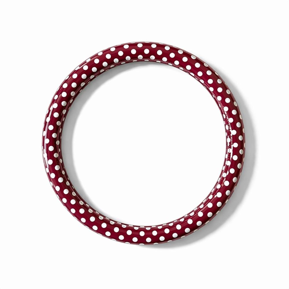 Polka Dot Pattern Car Protective Sleeve Leather Material Universal Steering Cover Universal Fit красный