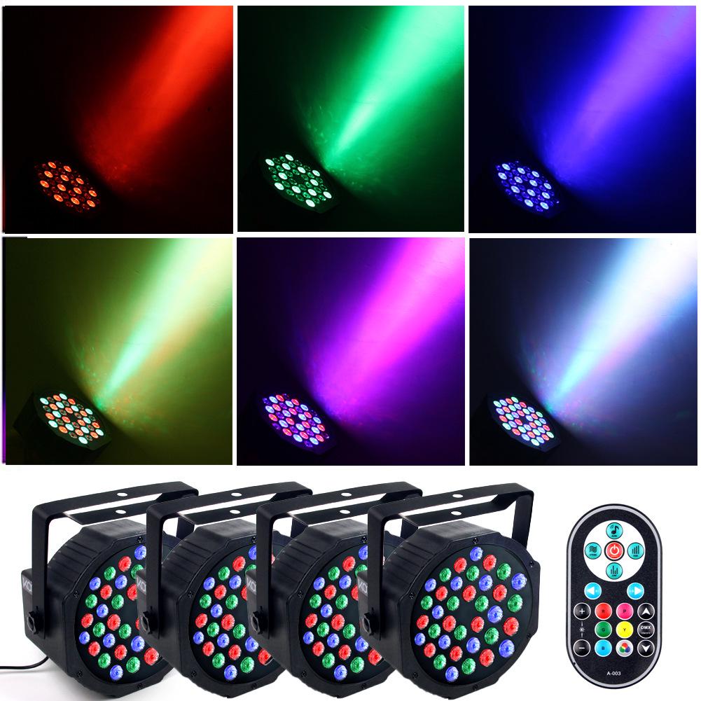 Set mit 4 Vollfarb-Bühnenlichtern mit 36 LEDs - Par, Disco, Bar, Strobe