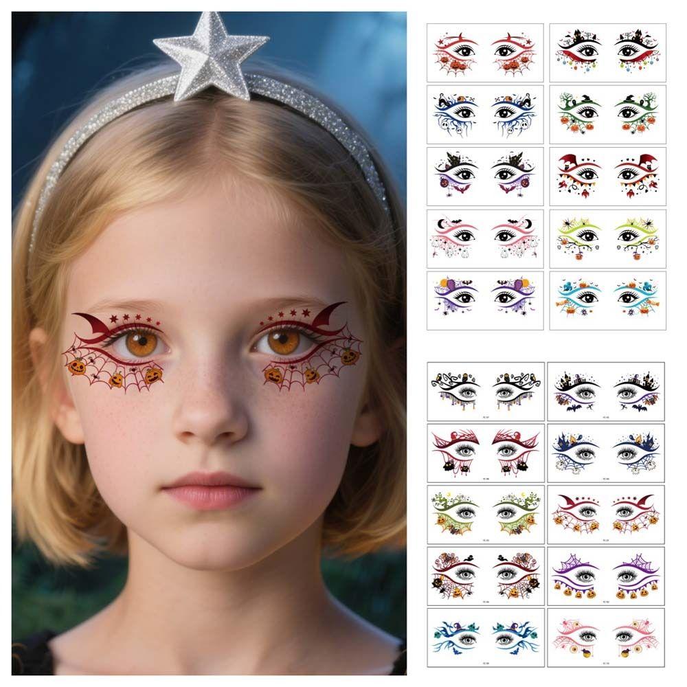 Cartoon Halloween Face Tattoo Disposable Halloween Bat Face Stickers  Men Women
