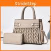 Fashionable Solid Color Letter Print Pleated Design Women Handbag Wallet With
