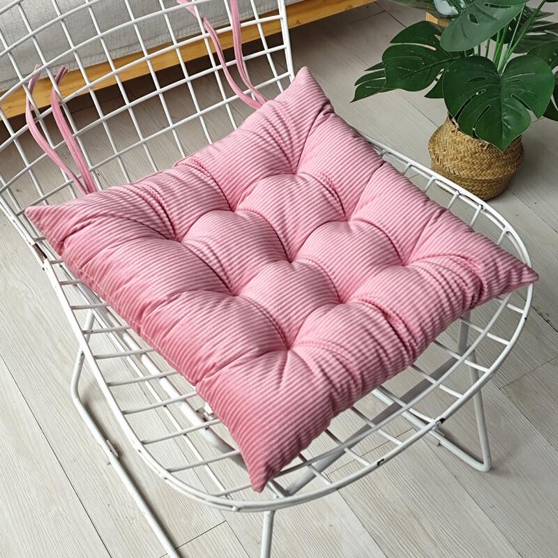 Corduroy Chair Cushion With Strap Solid Color Office Chair Cushion Soft Comfortable Butt Cushion Living Room Sofa Floor Cushion