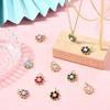 Stiesy 10 Pcs Mix Random 18K Gold Plated Mini Flower Shape Charms Brass Micro Pave Colorful Cubic Zirconia CZ Stone Dangle Charms with Pearl for