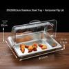 Rectangular Stainless Steel Serving Tray with Transparent Flip Lid