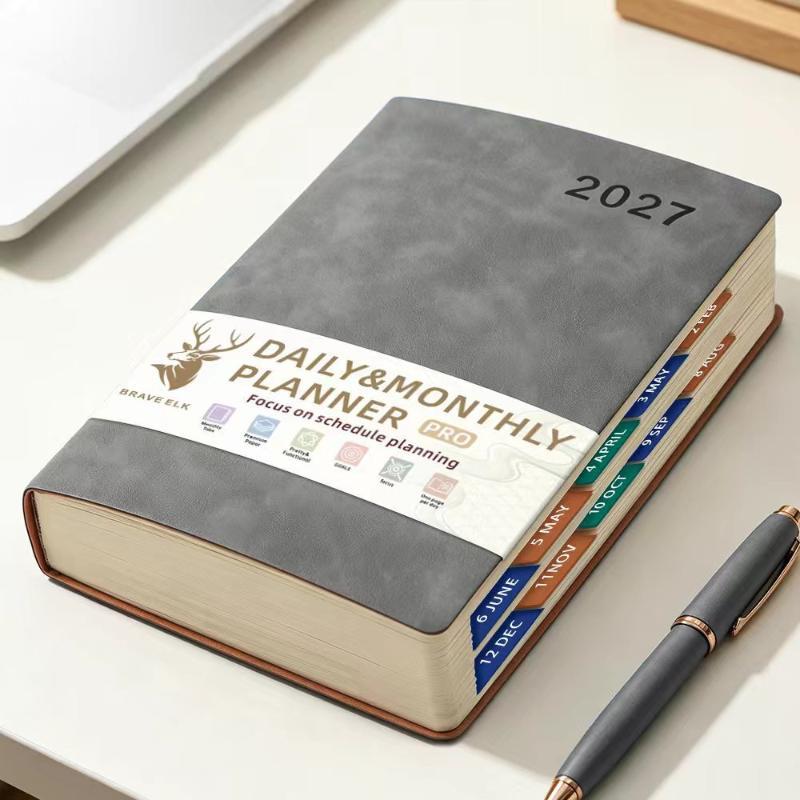 2027 A5 English Schedule Planning Notebook Efficiency Agenda Planner Notepad Ideal Gift for Students Colleagues Business Partners