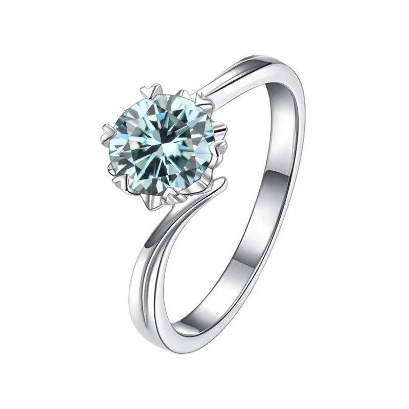 Bague Ringen S925 Set With D Color Moissanite Classic Six Claws One Carat Snowflake Women's 18-karat Gold Plated Ring