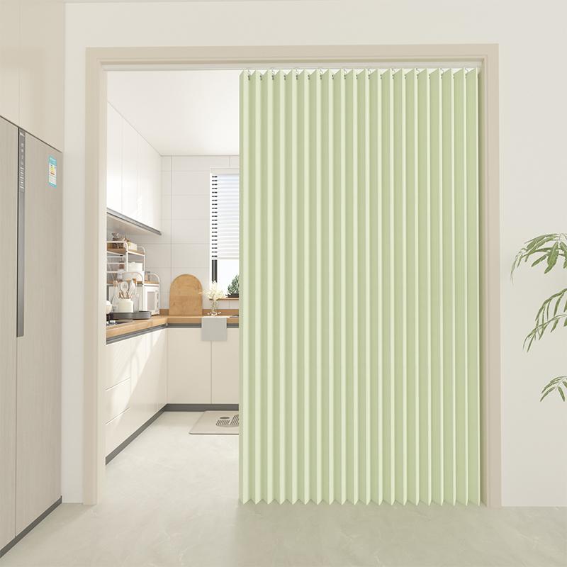 Pleated Folding Door Curtains Natural Blackout Room Valance Curtains with Hooks for Door Way, Accordion Style Closet Privacy