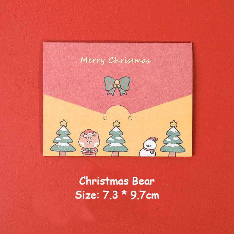6pcs Merry Christmas Cards Cartoon Holiday Greeting Cards Envelope Wishing Blessing Gift Xmas Message Card