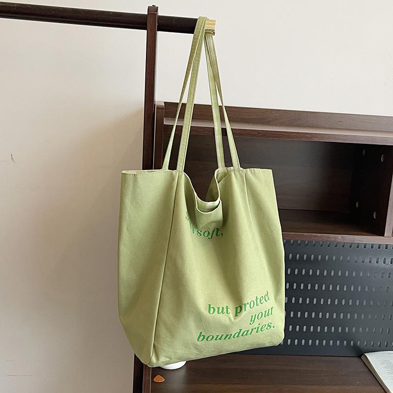 

College students class casual canvas shoulder armpit bag women s summer new large-capacity tote bag зелёный