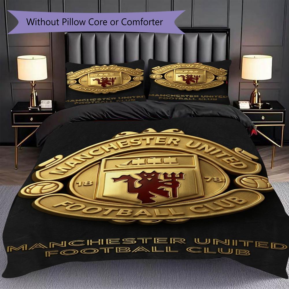 Glory Manchesters Emblematic Pride Three-piece set (1 * duvet cover + 2 * pillowcase, without core) 2D Flat Christmas birthday gift