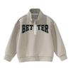 [Fashionable Half High Collar] New American Retro Fashion Boys' Zipper Stand up Hoodie Spring and Autumn Middle aged Children