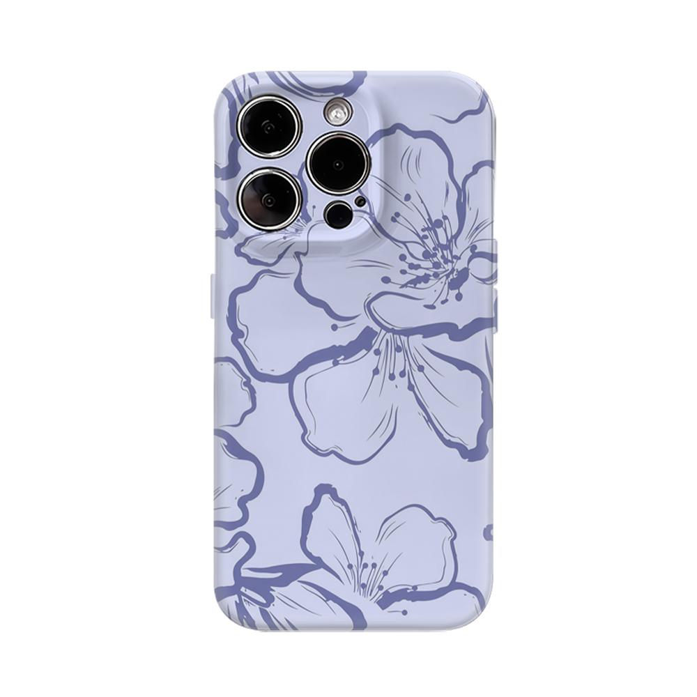 Purple Flower Pattern Phone Case for IPhone 16 15 14 13 12 11 X XS XR XSMAX 7 8 Pro Max Plus Double-layer Back Cover