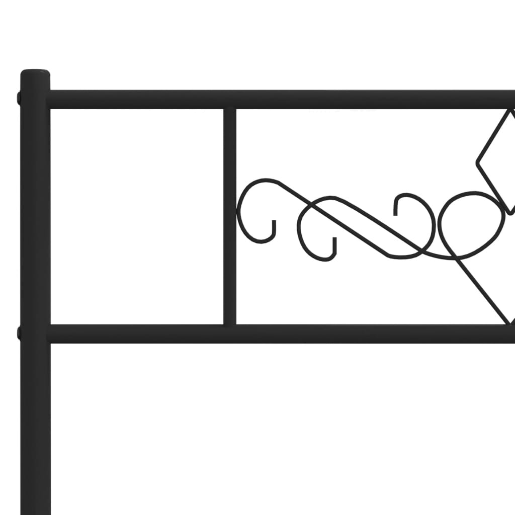 Metal Bed Frame with Headboard Black 90x200 cm