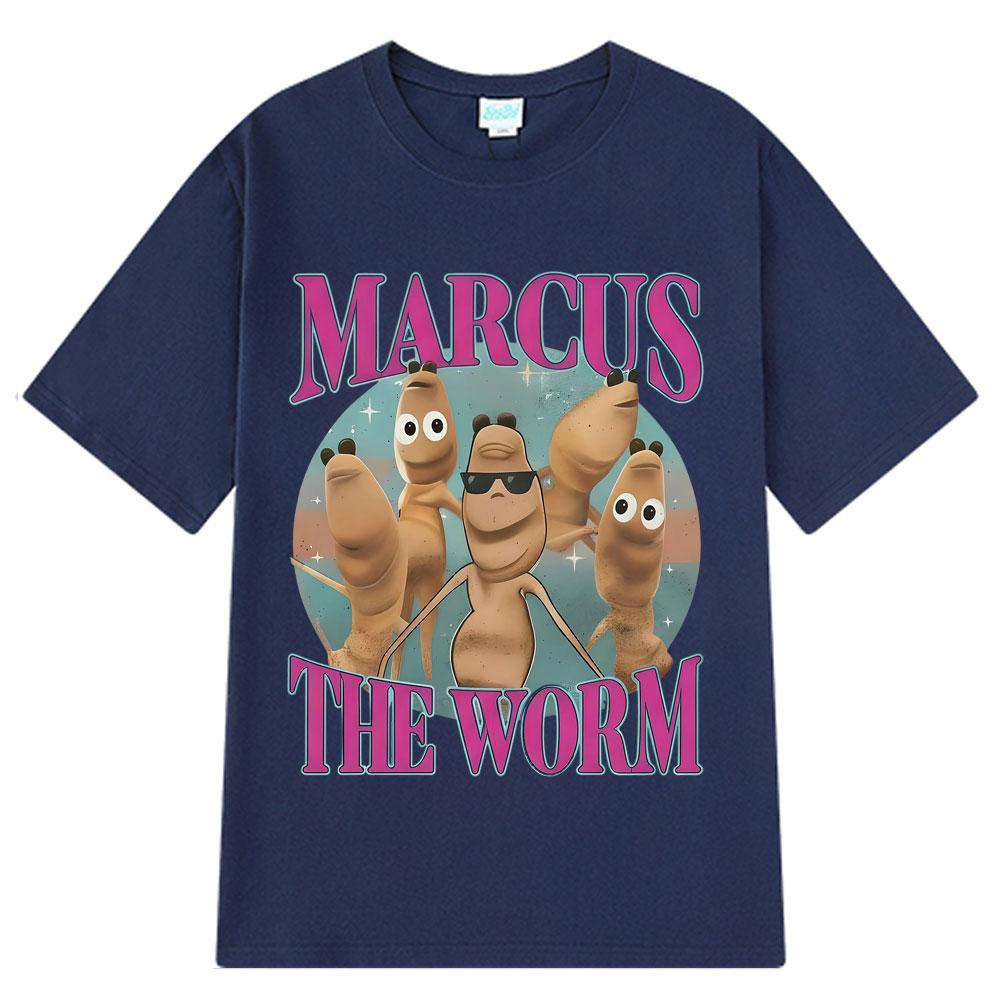 Marcus The Worm Funny Meme Graphic T-Shirt Men Women Harajuku Fashion Vintage T-shirt Short-sleeved Loose Casual Cotton T-shirts