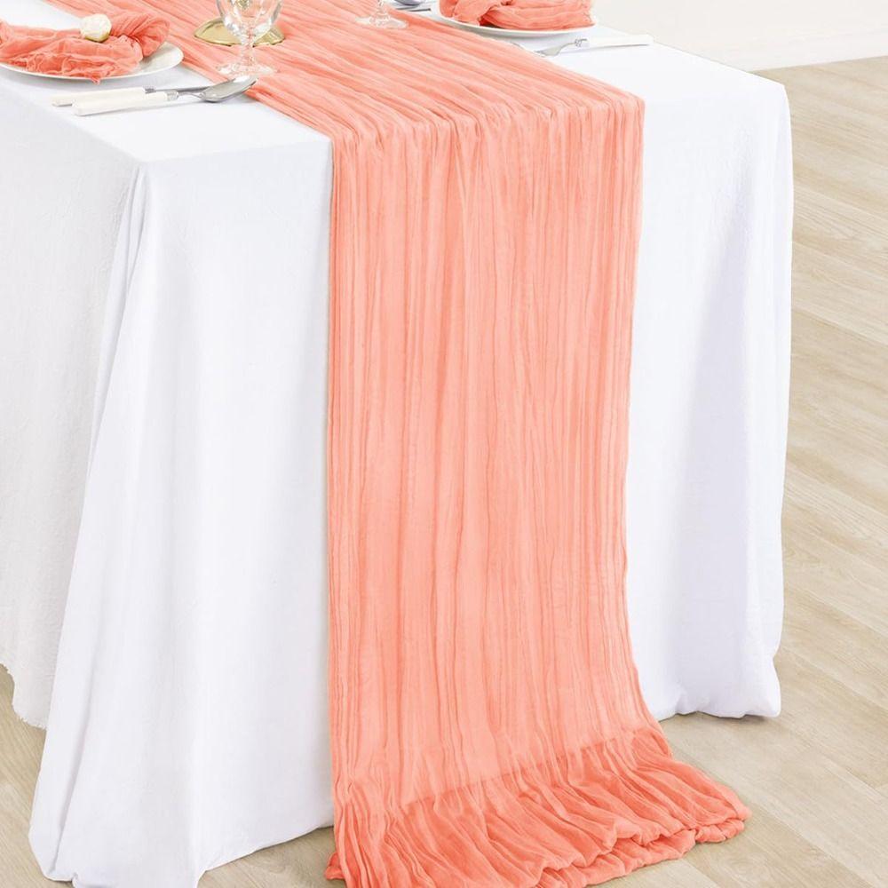 

Vintage Gauze Table Runner Multi-color Cheesecloth Table Cover Long Tablecloth Wedding Party 90*300CM небо синє кольору