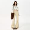 Lao Qian Fengfeng hip slightly pulled jeans women's autumn new low middle waist elastic thin trousers khaki trousers