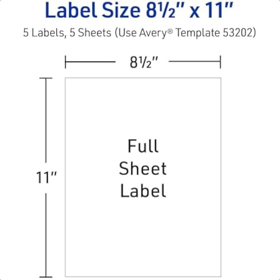 Printable Sticker Paper 8.5" X 11" Matte White Repositionable Adhesive Laser Inkjet Compatible 5 FullSize Label Sheets Great Fo
