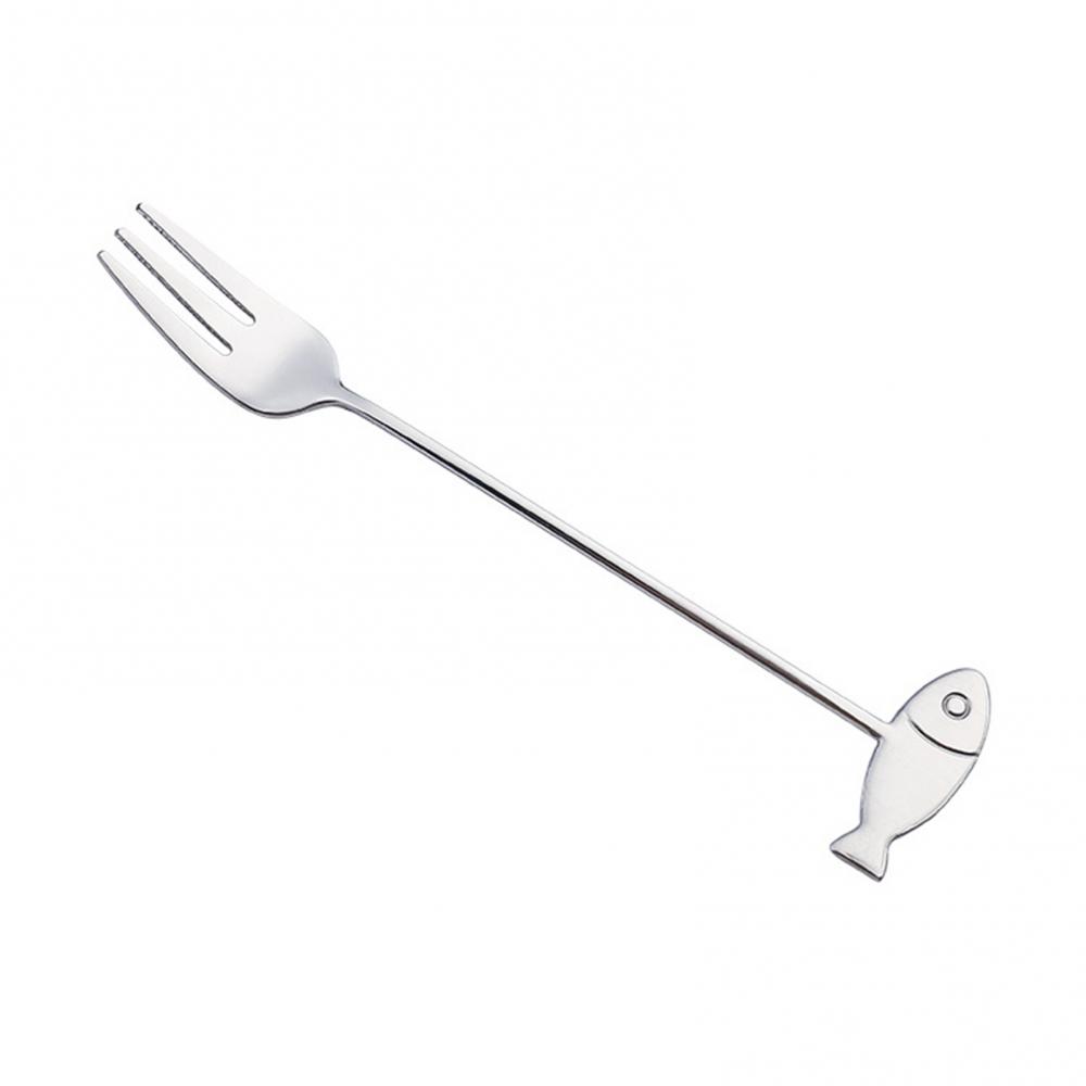 Cat Fish Small Spoon Fork Japanese Dessert Spoon Stainless Steel Long Handle Coffee Stirring Spoon Cake Fork Tableware Supplies