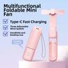 USB Rechargeable Handheld Mini Fan 3 Gears Pocket Silent Fan Folding Flashlight Fan  Summer Outdoor