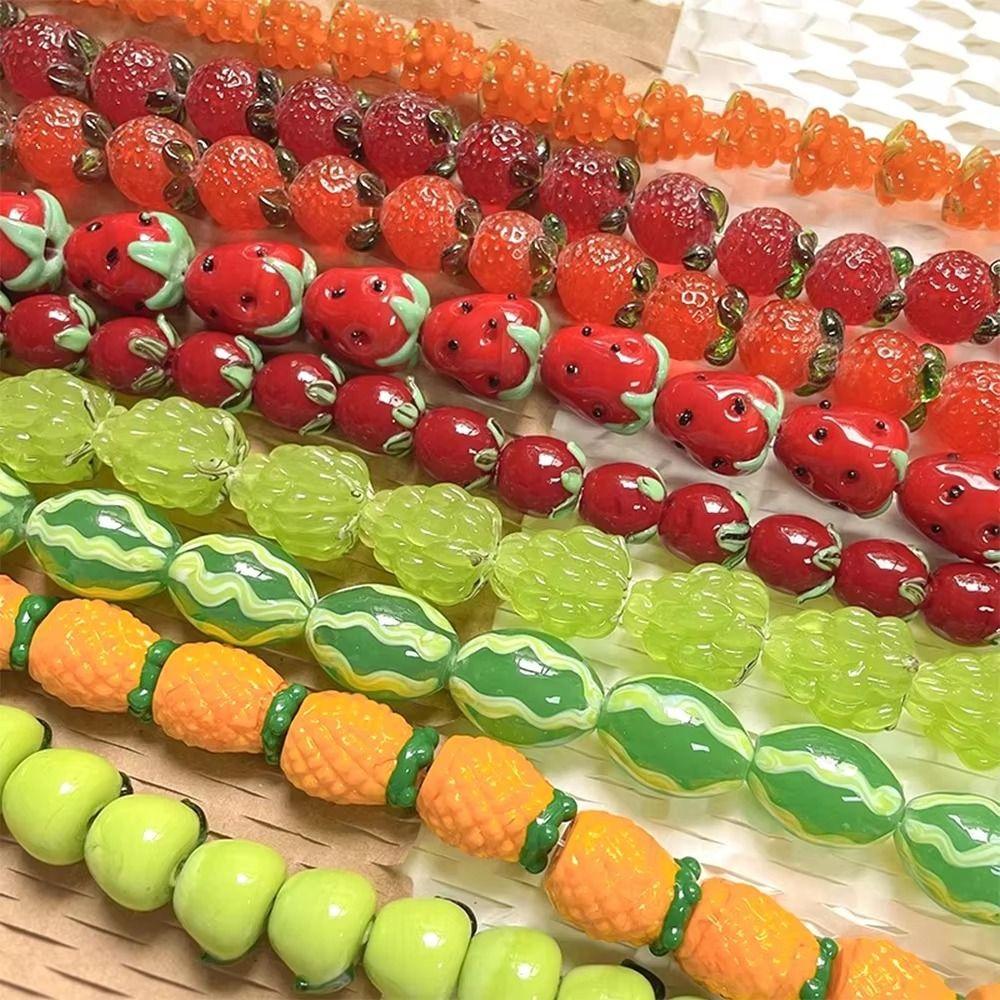 New Creative Shape Glass Beads Glass Material Handmade DIY Jewelry Creative Interest Design Watermelon Beads