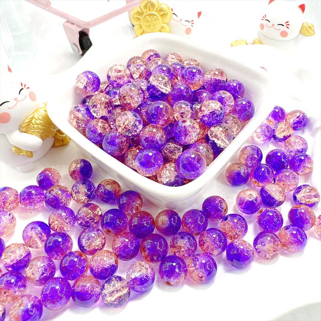 10mm Crackle Glass Round Beads, Loose Spacer Beads DIY Accessories for Bracelet Making 50pcs