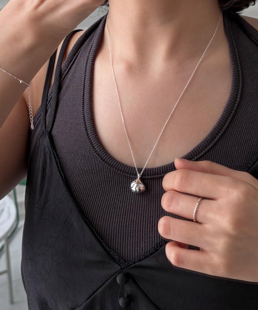 Baradu 925 Basic Lump Long Necklace