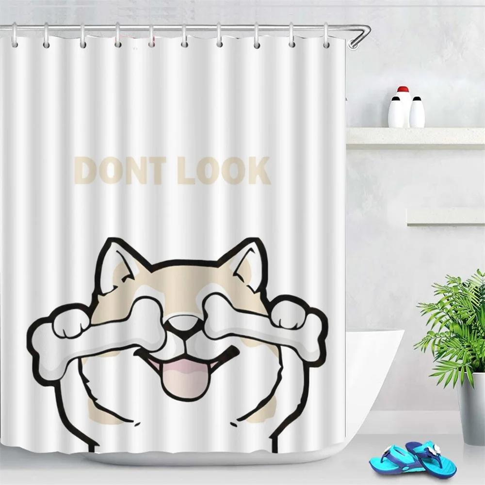 Anime Cute Duck Printed Shower Curtain Cartoon for Bath Waterproof Bathroom Curtain Durable Bath Screen Bathroom Decor Hooks