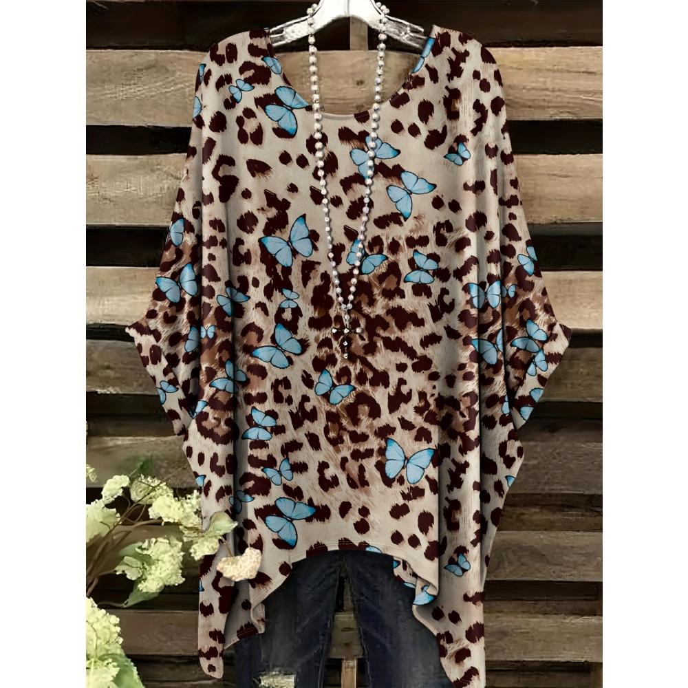 Damska Koszulka z Nadrukiem Zwierzęcym Modny Top do Formalnych Okazji Można Prać w Pralce Codzienny Damski T-shirt z Krótkim Rękawem Wygodne Vintage Odzież