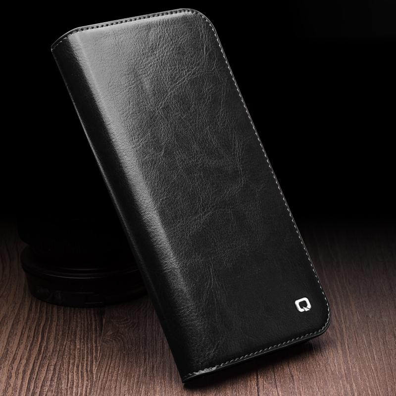 QIALINO For iPhone 15 Pro Shockproof Genuine Leather Flip Case Full Protection Wallet Cover Stand