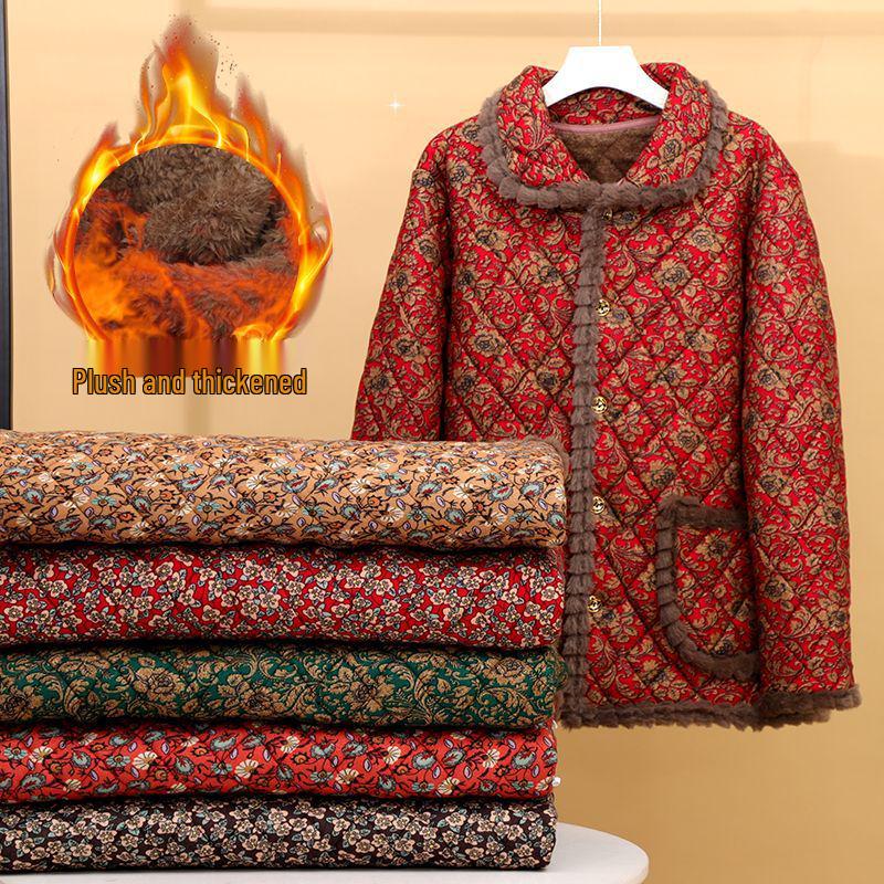 2025 Neue florale Samt-Baumwolljacke für Damen - Gemütliche, stilvolle Oberbekleidung für Senioren