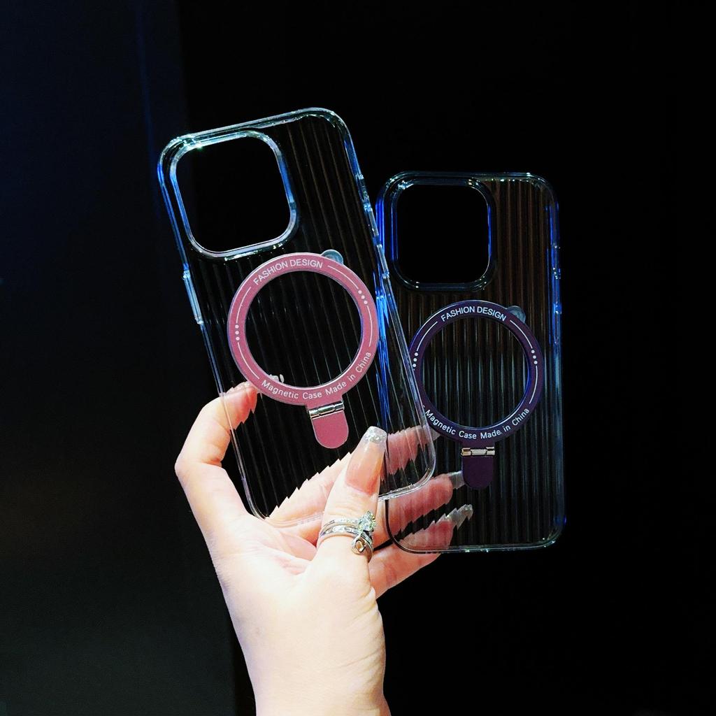 Apple 16 Pro Max Case: Transparent, Non-Slip, Corrugated Shell with Integrated Stand for iPhone 16 Series, Skin-Feel Finish
