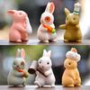 Creative Little Bunny Family Doll Ornaments DIY Micro Landscape Lawn Decoration Easter Tabletop Cake Resin Rabbits Ornaments New